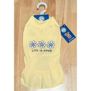Life is Good Dog Dress Small Yellow Daisy Flower Skirt Cute Pet Sun Dress Outfit